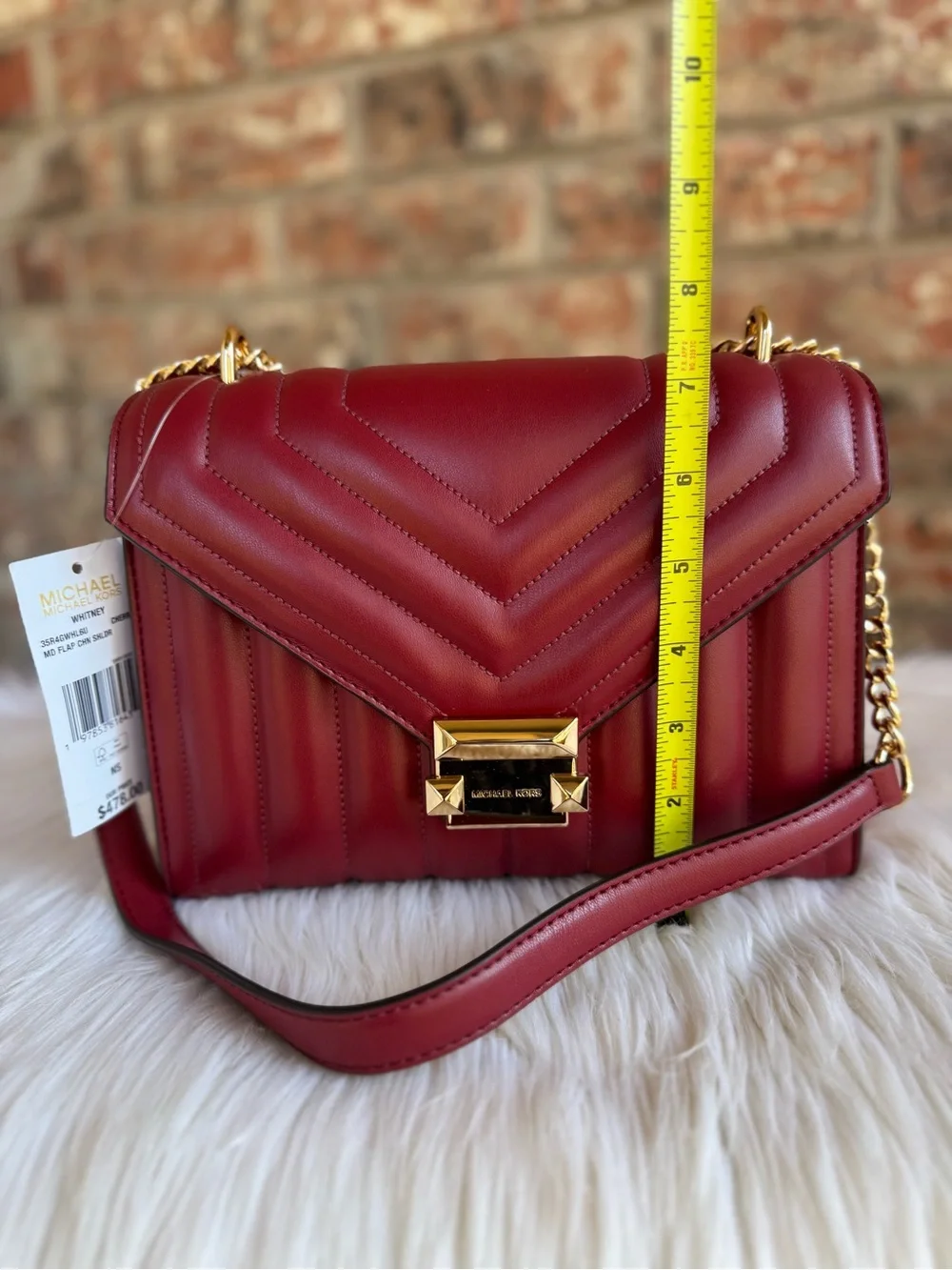 Michael Kors Red Quilted Leather Shoulder Bag